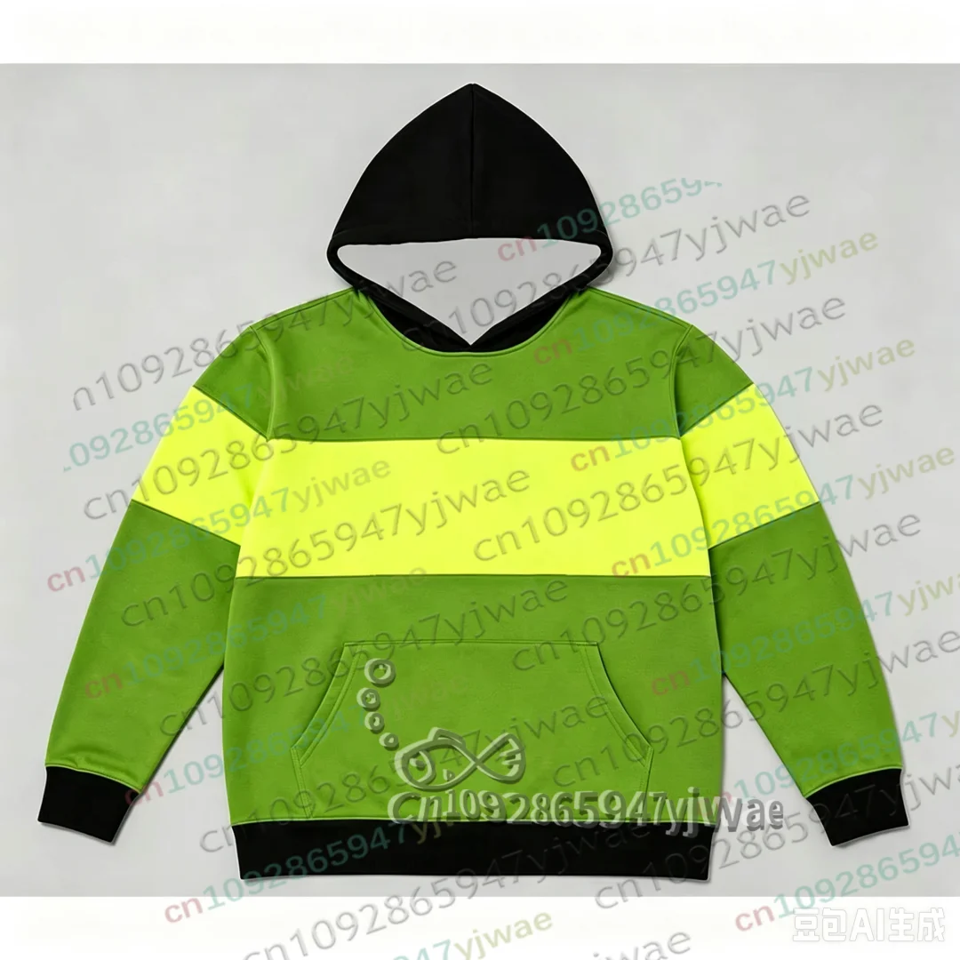 Deltarune Undertale Kris Halloween Cosplay Hoodie, langärmeliges, modisches Sweatshirt für Männer, Frauen und Kinder, grün-gelb gestreiftes Pullover-Oberteil. – Detail 5