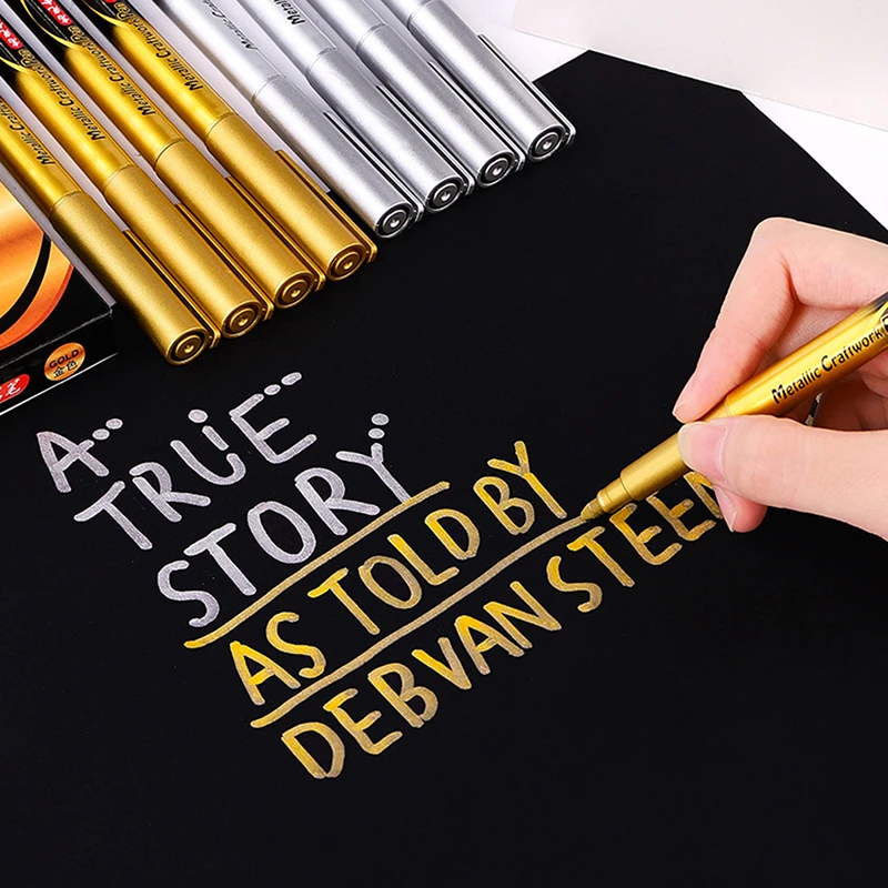 1PC Gold Silver Colour Craft Pen Waterproof Paint Pen Sign Mark Metal Pen Greeting Card Calligraphy Highlight Pens