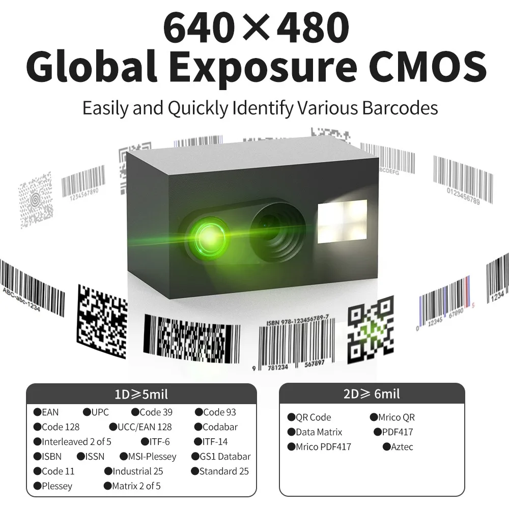 Handheld Bluetooth 2.4G Barcode Reader QR Code Auto Scanning with Stand - Data Collection Tool