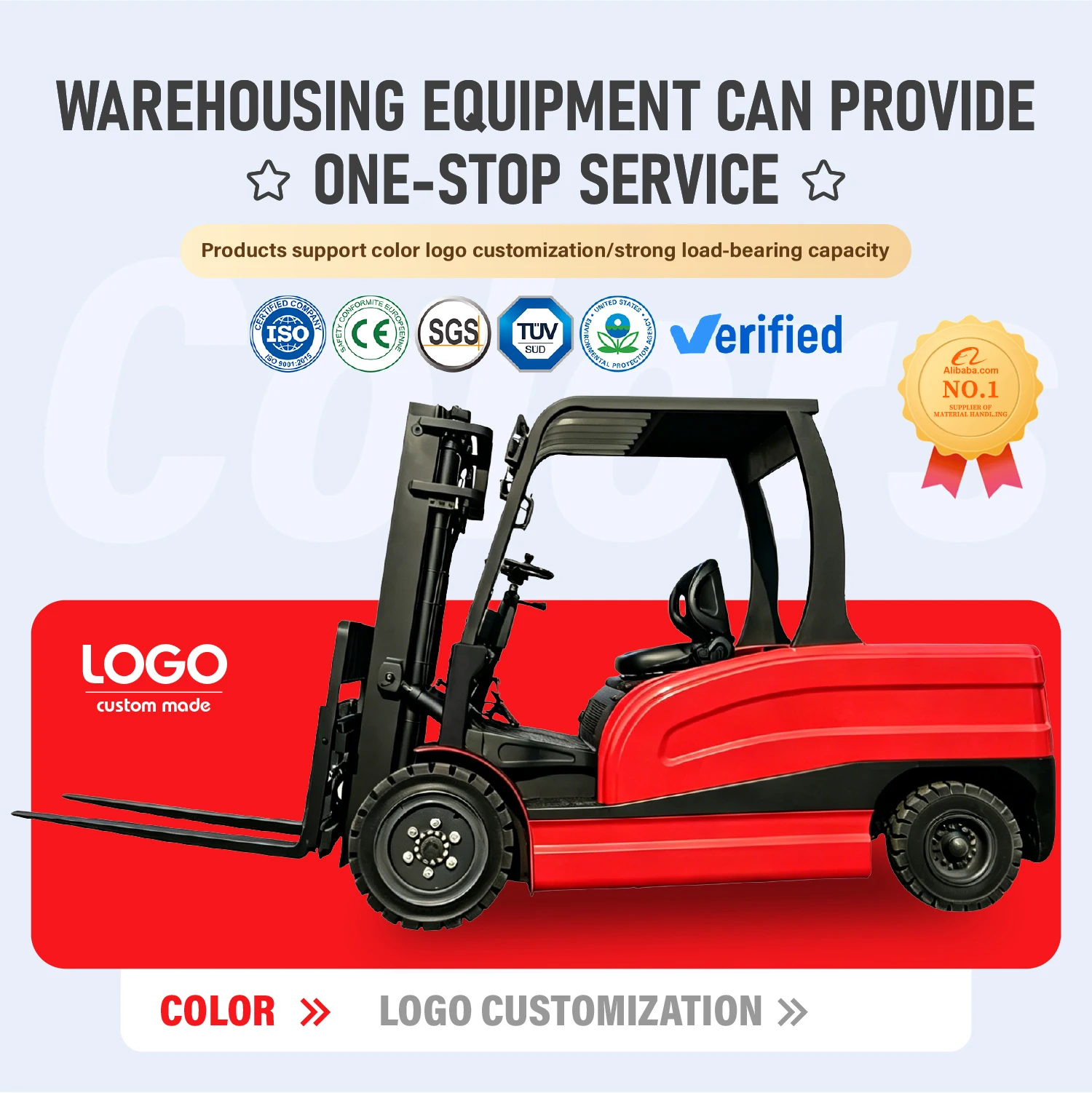 Electric Forklift 1 1.5 2 2.5 3 3.5 4 5 Ton Hydraulic Lifting Truck for Warehouse Factory Logistics