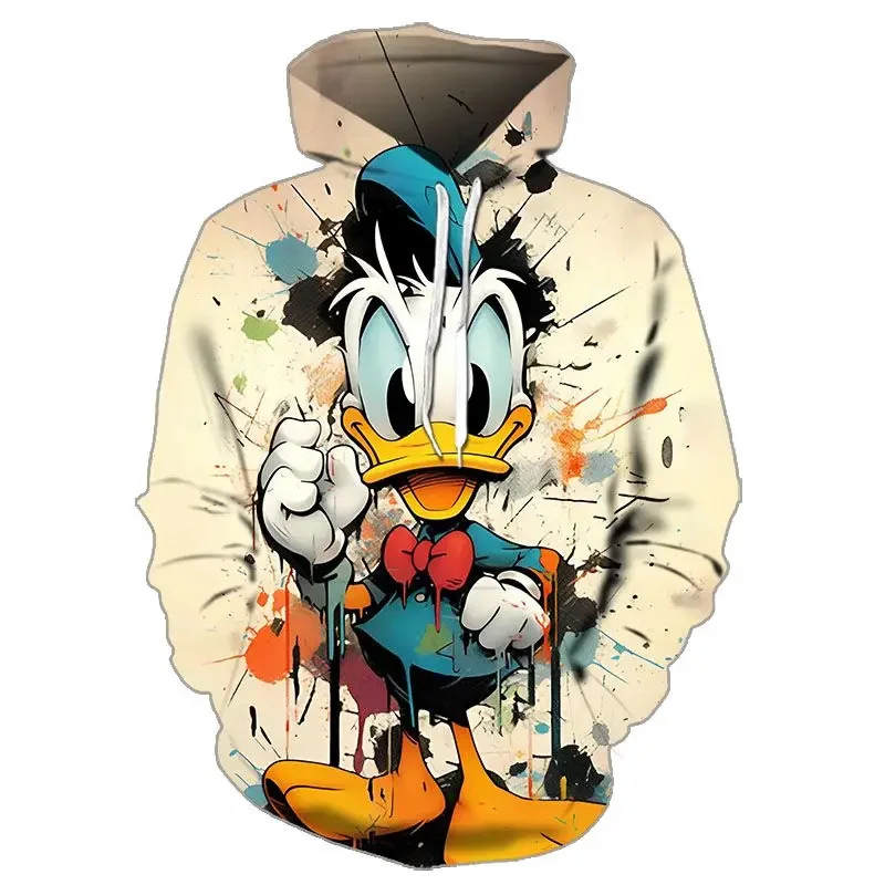 Neutrale cartoon hoodie herfst/winter tie-dye kleur Disney schattig Donald Duck 2024 mode Sanlio merk print kleding dames/heren