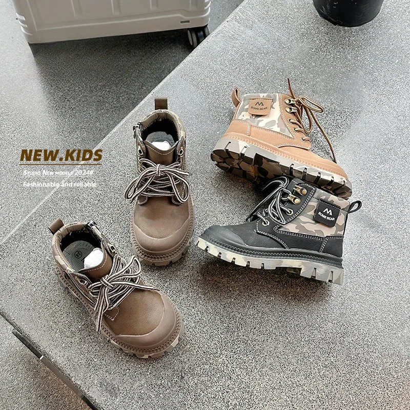 Spring Autumn Winter Ankle Camouflage Boots Light Girl Platform Super Cool Boys Short Boots Super Cozy Shoes