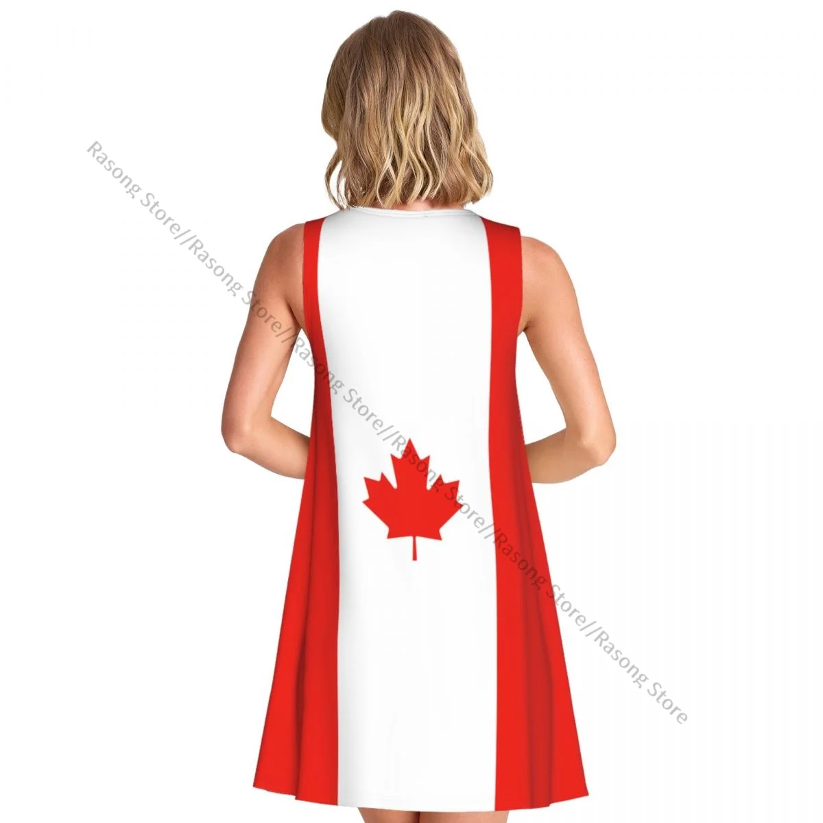 ชุดสตรีฤดูร้อนชุดลําลองเสื้อยืดชายหาดปกคลุมแคนาดาชุดถังธงแคนาดา