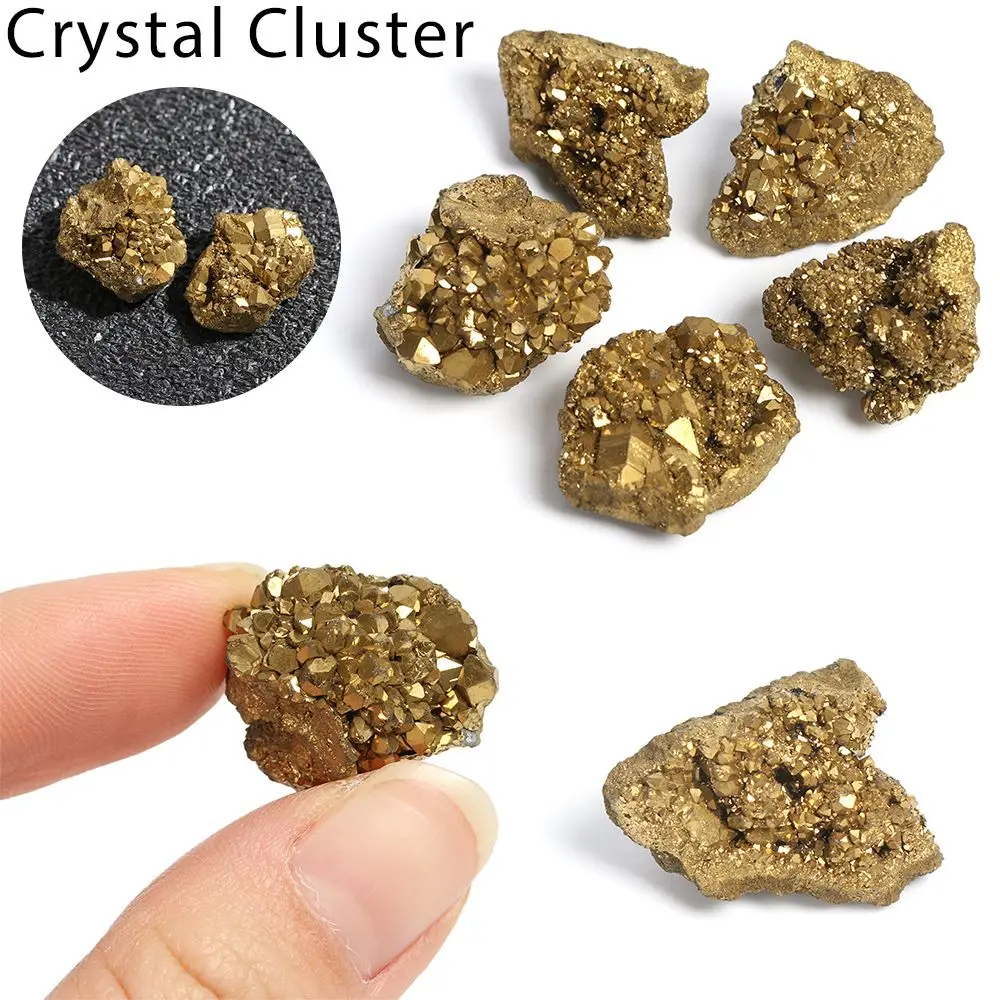 DIY Jewelry Making Mineral Specimens Crystal Cluster Titanium Geode Raw Gemstone Electroplating Gold