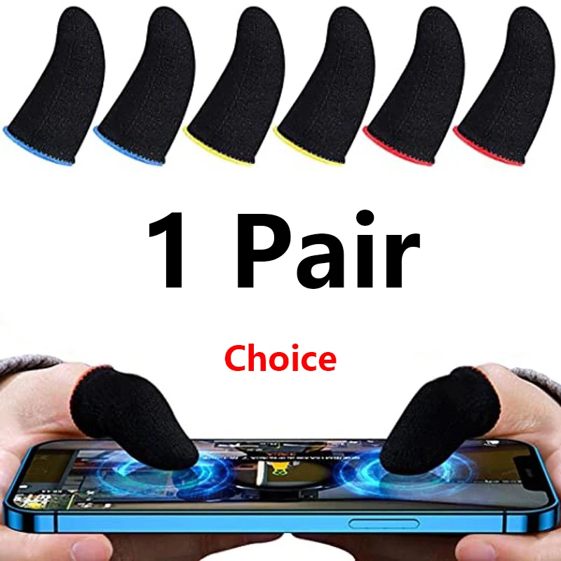 Ultra-Thin Breathable Gaming Fingertips Gloves, Sweatproof Touch Screen, Finger Sleeves for PUBG Mobile, 1 Pair