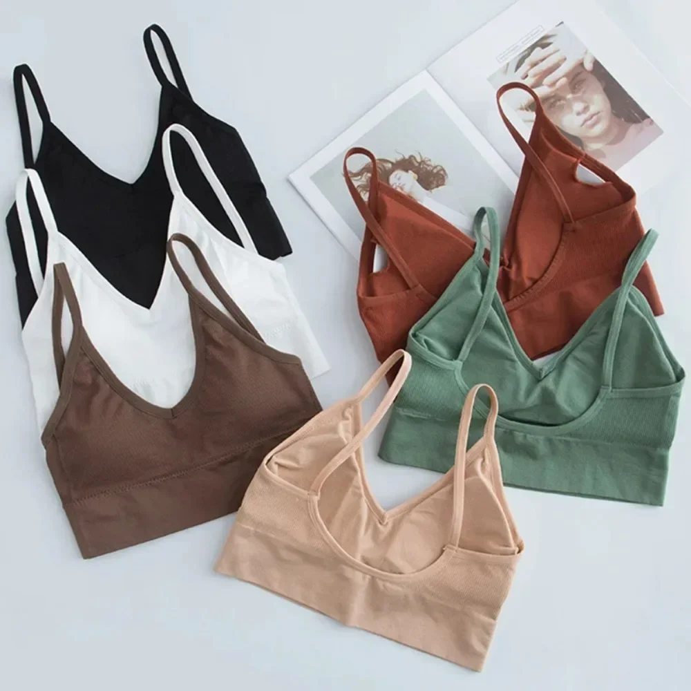 Women Sexy Bra Fitness Top Seamless Yoga Bra Black White Running Yoga Gym Crop Top Female Push Up Sports Bra Top image 2
