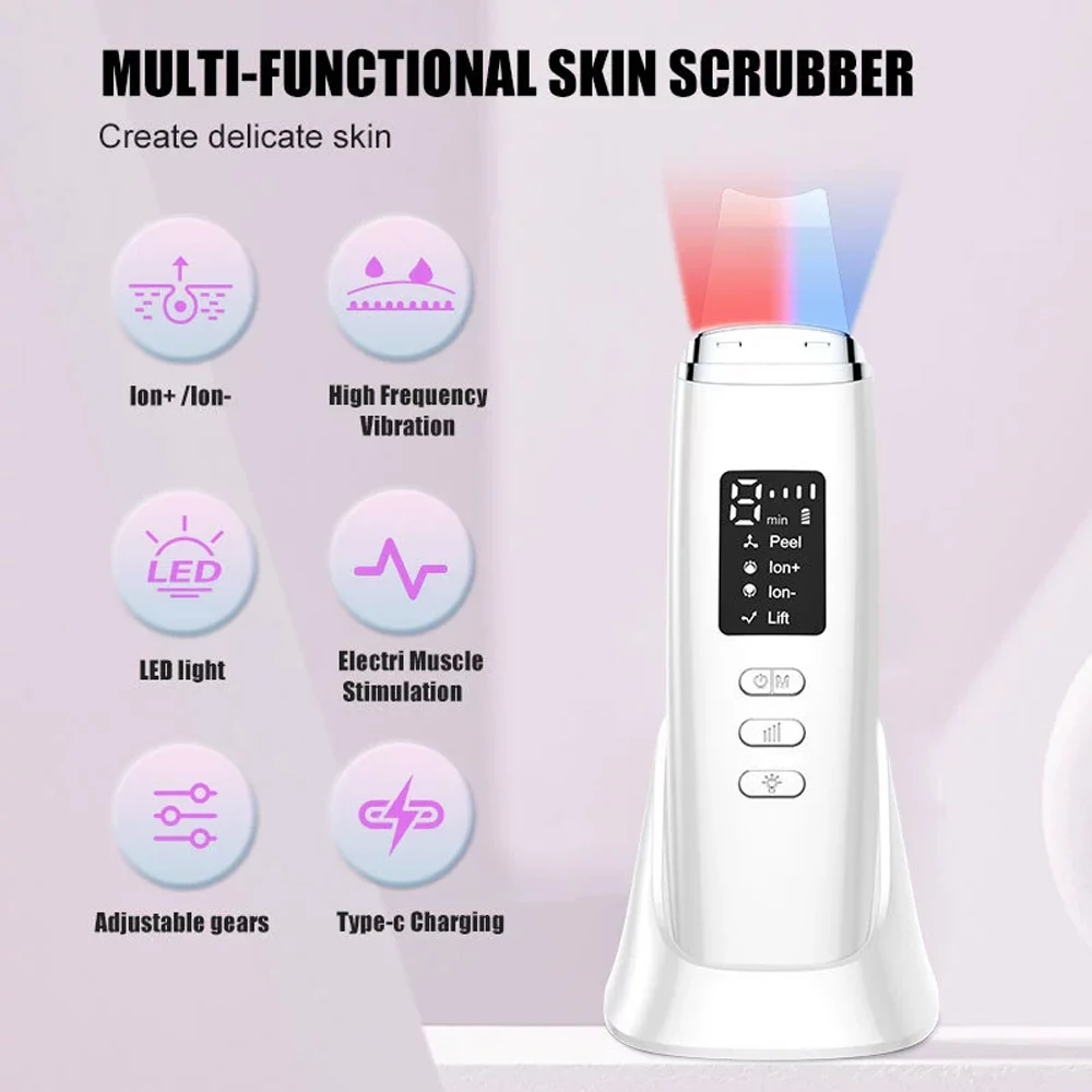 Épurateur de peau à ultrasons, dissolvant de points noirs, nettoyage en profondeur du visage, nettoyeur de pores à l'ions ultrasoniques, pelle pour le visage