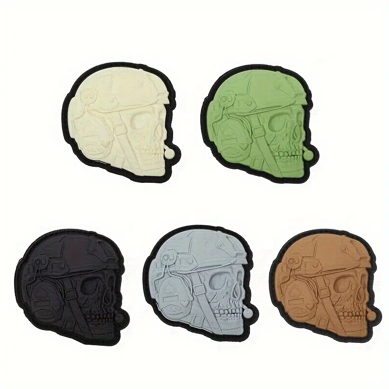 Parches tácticos de velcro con calavera 3D que brilla en la oscuridad - imagen 4