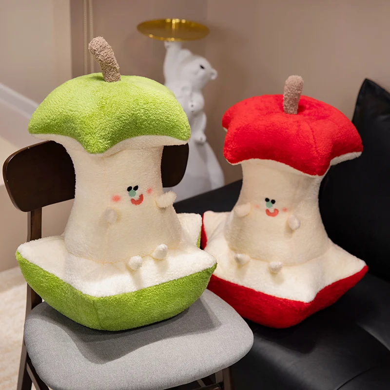 1pc 55cm 박제 빨간색과 녹색 사과 코어 던져 베개 플러시 이형 머리 침대 장식 쿠션 사무실 허리에 대 한 베개 잠자는