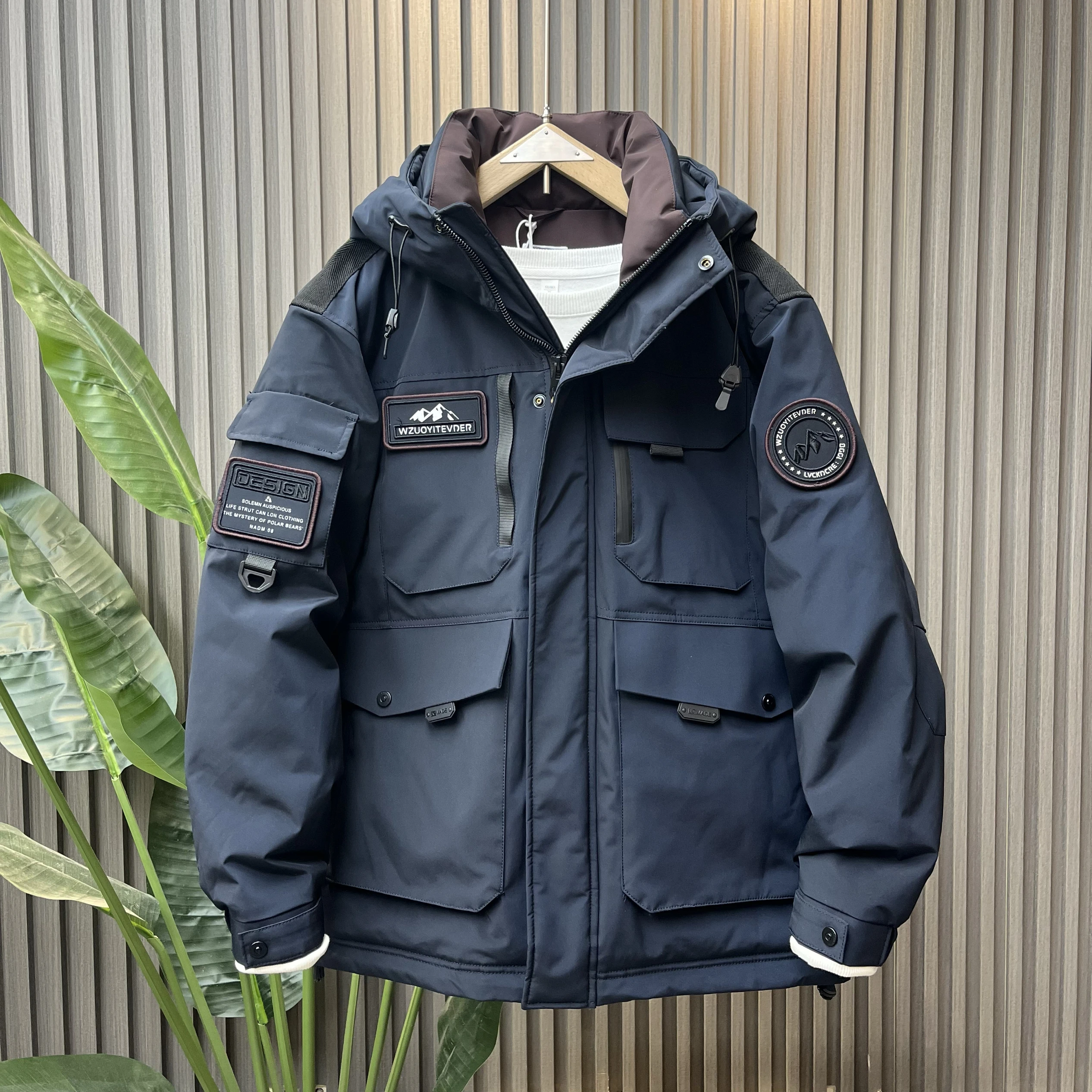 

Loose Men's down Jaet Mid-Length White Du down Outdoor Climbing Workwear Label Jaet Coat Youth Trendy Polyester Fiber