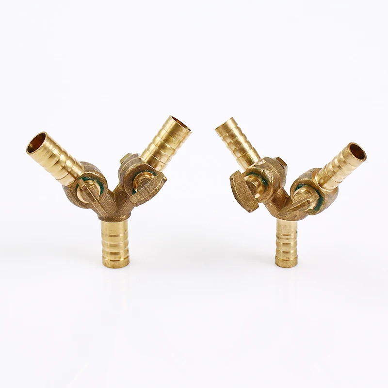 Fit Hose Inner Diameter 8mm 10mm  Barbed Y 3 Ways Brass Shut Off Valve Gas Valves For Fuel Air Gas