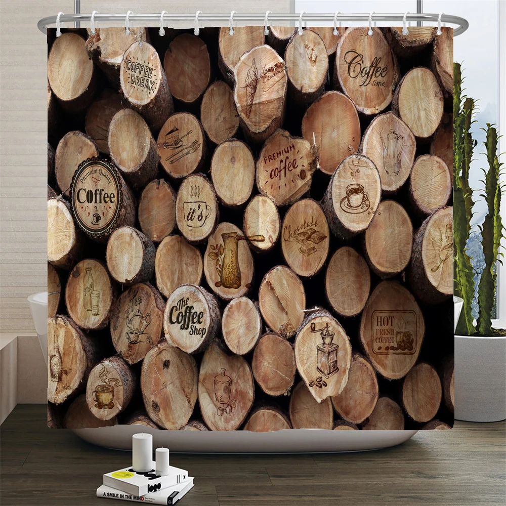 Retro Wood Board Pattern Shower Curtain Rustic Wooden Planks  Printed Shower Curtains Bathroom Home Decor Curtain