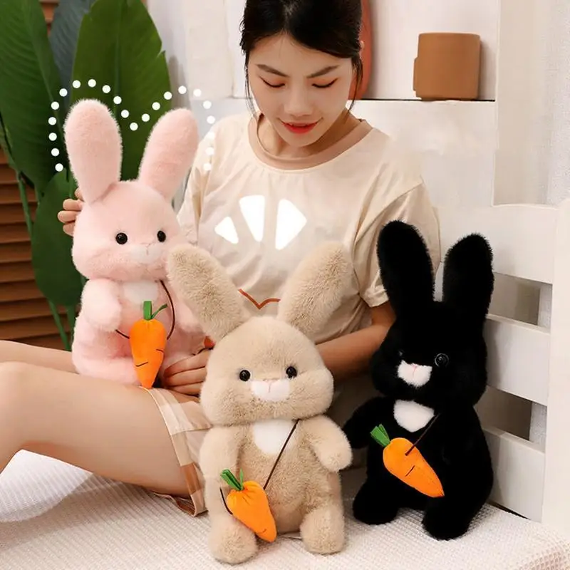 Easter Bunny Plush Toy Sitting Small Stuffed Animal Carrot Rabbits Plush Doll Plushies Pillow Cuddly Companion For Kids Adults