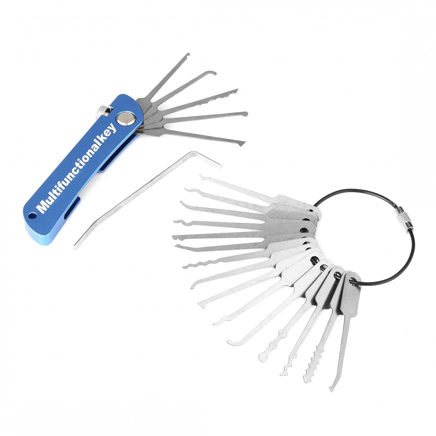 21-teiliges kompaktes Schloss-Picking-Set, rostbeständig, vielseitig einsetzbar, Türschlüssel zum Öffnen, Schlüsselersatz, praktisches Mini-Haken-Entferner-Set