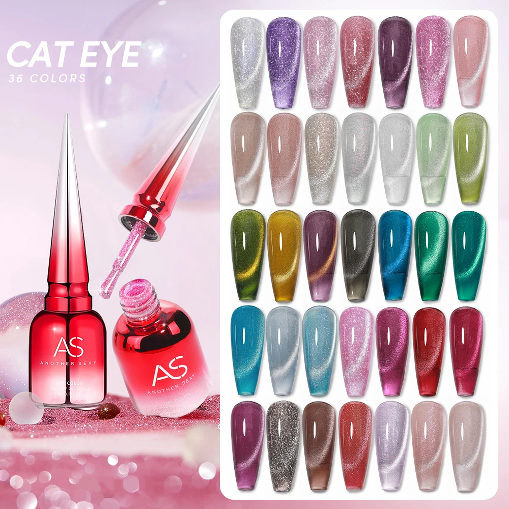 AS 36pcs 15ml Holographic Glitter Mirror Cat Eye Gel Polish Set Porcelain White Magnetic Nail Polish Soak Off UV LED Varnish Kit