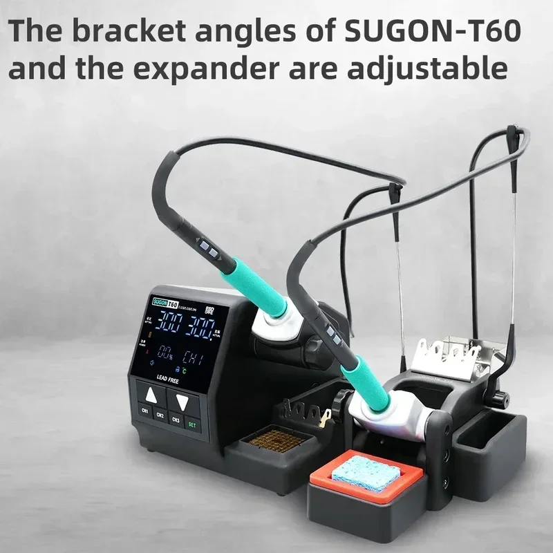 SUGON T60 Soldering Double Welding Rework Station Compatible With 115 210 245 Handle BGA PCB Repair Tools