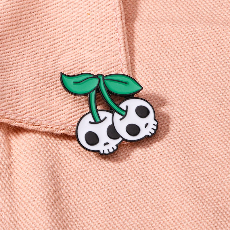 Wholesale Exquisite Skull Cherry Brooch for Fashion Statement and Style Crossbones Pins