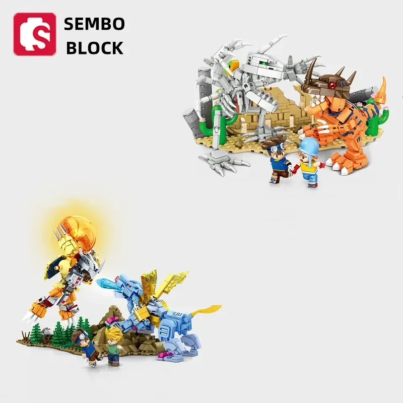 Genuine SEMBO BLOCK Digimon Adventure building blocks Greymon model GARURUMON ornaments classic anime boy toy birthday gift