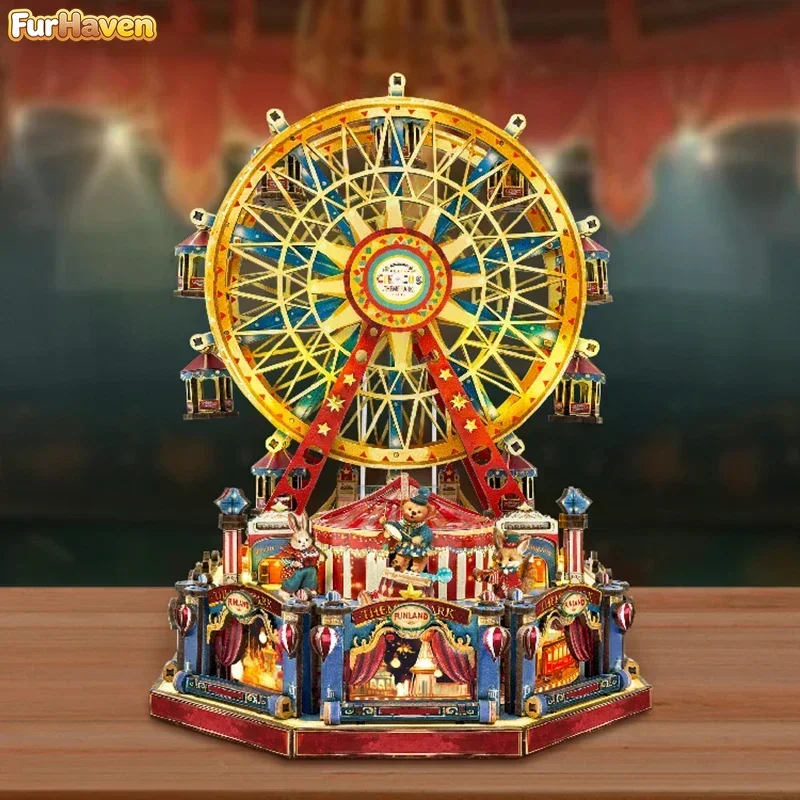 Century Ferris Wheel Music Box Doll Houses DIY Wooden Miniature Building Kits With Furniture Casa Dollhouses for Friends Gifts