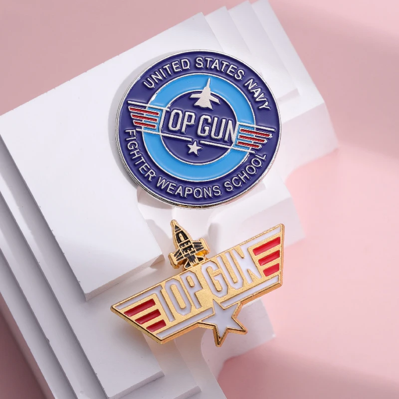 Navy Fighter Weapons School Badge Top Gun Vintage Metal Enamel Pins Backpack Clothes Jewelry Shirt Collar Brooches for Friends