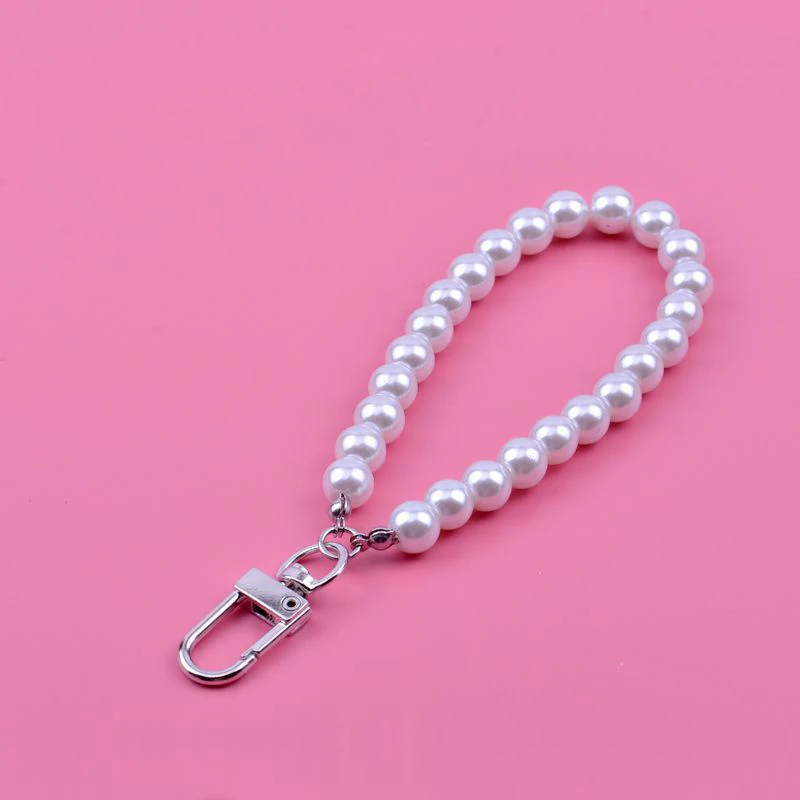 Cute Simple Pearl Beads Colorful Bear Keychain For Women AirPods Earphone Case Accessories Key Chain On Bag Trinket Girl Gift