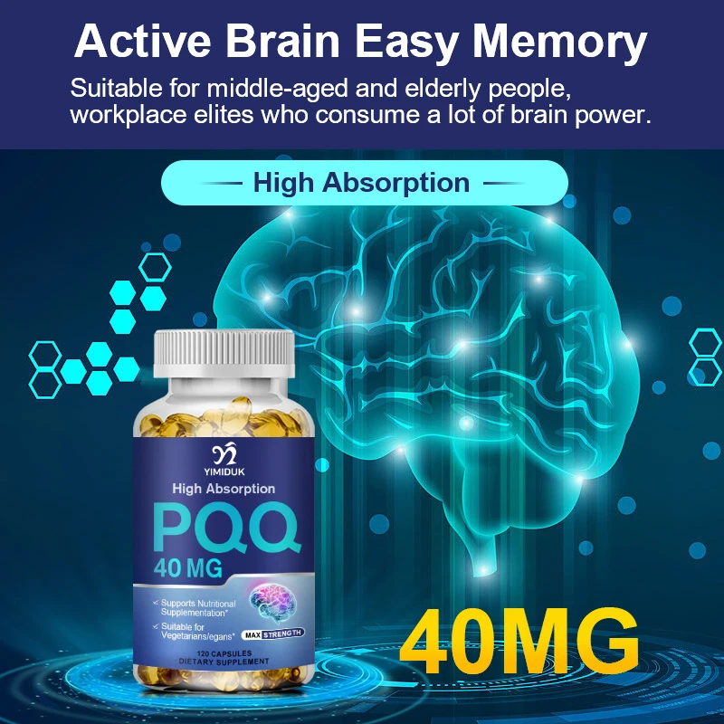 PQQ Capsules 40mg, Mitochondrial Biogenesis, Support Cell,  Brain & Heart Health, Energy Boost, Cognitive Function, Antioxidant