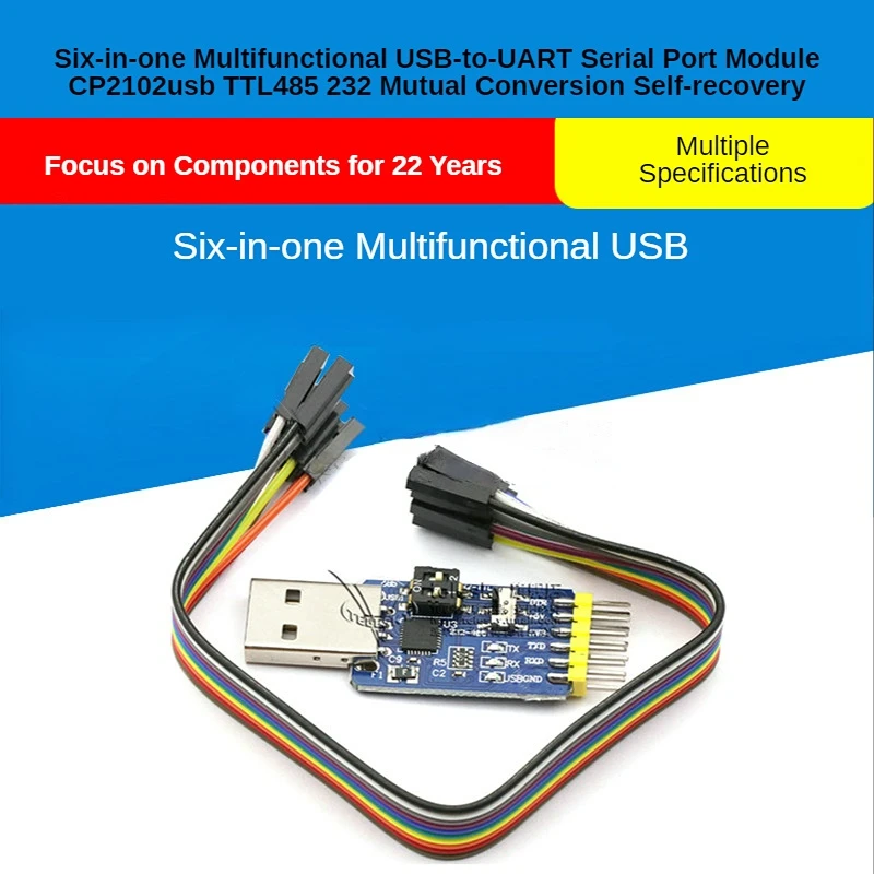 Six-in-One Multifunctional USB-to-UART Serial Port Module CP2102usb TTL485 232 Mutual Conversion Self-Recovery