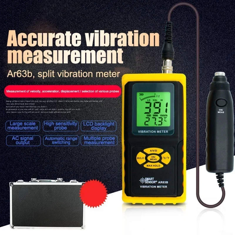 Smart Sensor AR63B Digital Precision Vibration Meter Tester Gauge Analyzer