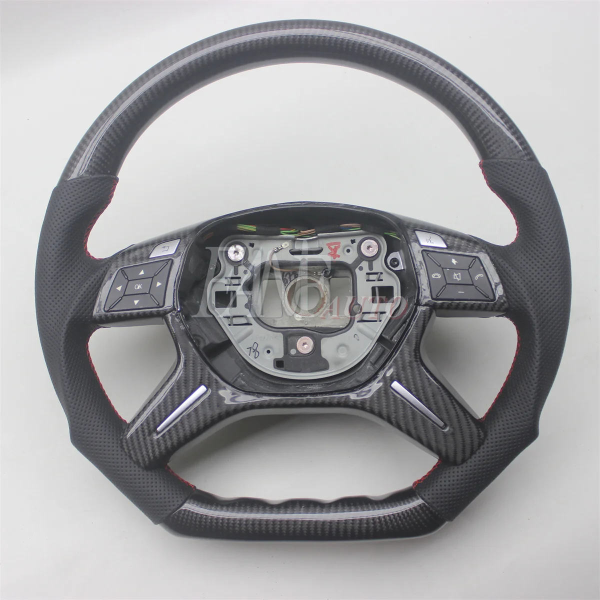 Replacement Real Carbon Fiber Steering Wheel with Leather for Mercedes-Benz W204 W166 W212 W246