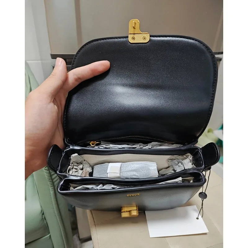 

Genuine Leather Women's Shoulder Bag Handbag Messenger Preppy Female Vintage Envelope Bags Luxury Desinger Briefcase Purple