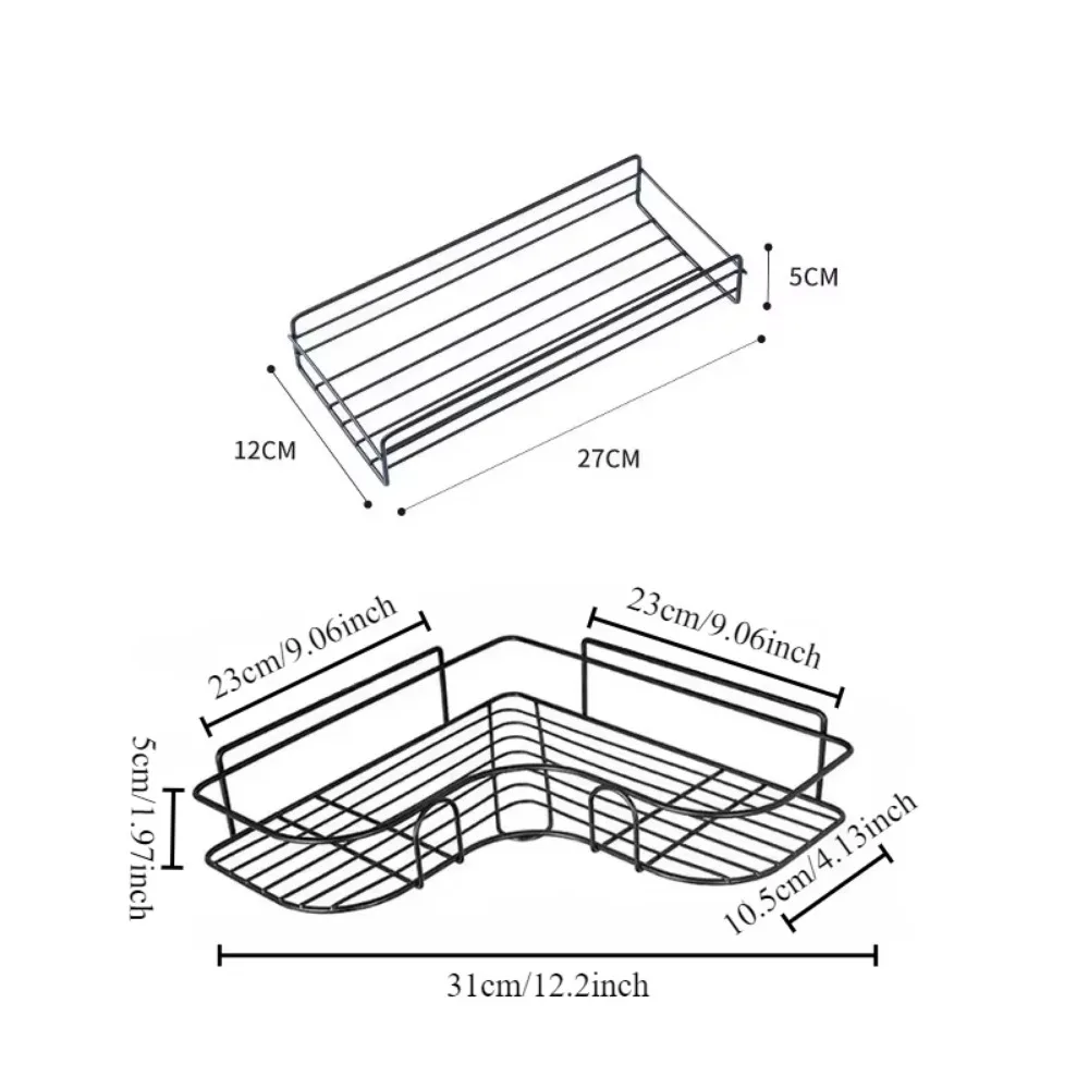 1PCS Bathroom Shower Shelf No-Drill Metal Corner Racks Home Shelf Shower Storage Shelf Bracket Organization Hanger