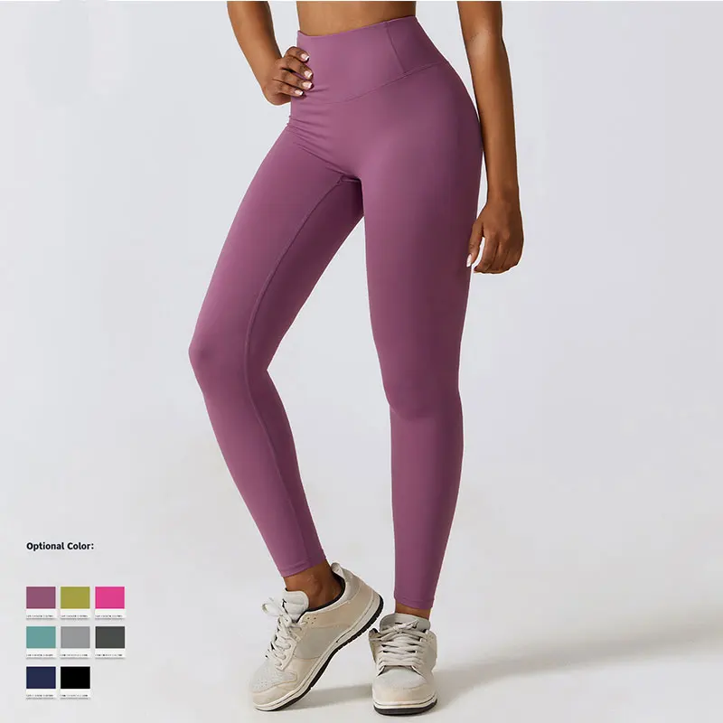 No T Line Yoga Pants Gym Leggings Women Girl Fitness Soft Tights High Waist Elastic Breathable Sports Pants Nylon