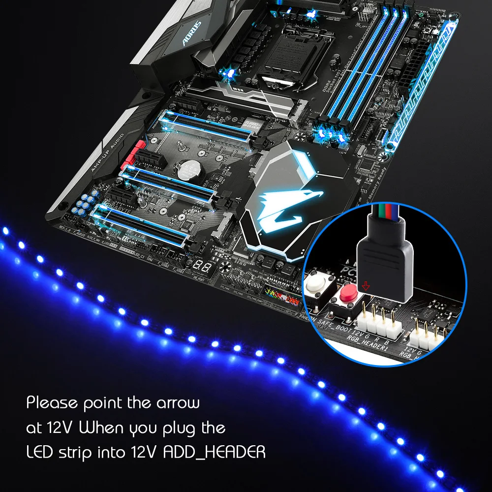 12V 4 Pin RGB Gaming PC Led Strip Light 5050 RGB Tape For Aura Sync MSI Mystic Light Motherboard Control Computer Case Backlight