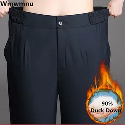 여성용 두꺼운 90% 덕다운 스트레이트 판탈롱, 스노우 웨어, 따뜻하고 푹신한 스웻팬츠, 하이웨이스트, 빅 사이즈, 6xl, 겨울 바지
