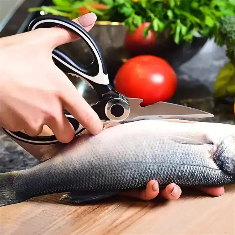 Tijeras de cocina multifuncionales para el hogar, acero inoxidable, potentes, pato, pescado, pollo, hueso, accesorios de cocina