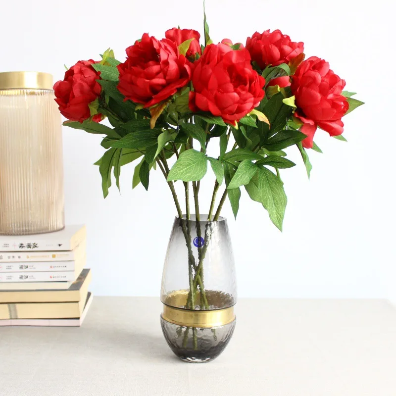 

15/20/25/30/35pcs 3 Buds of Peony Silk Fabric Artificial Flower Bouquet Accessories Home Parties Arrangement Table Decoration
