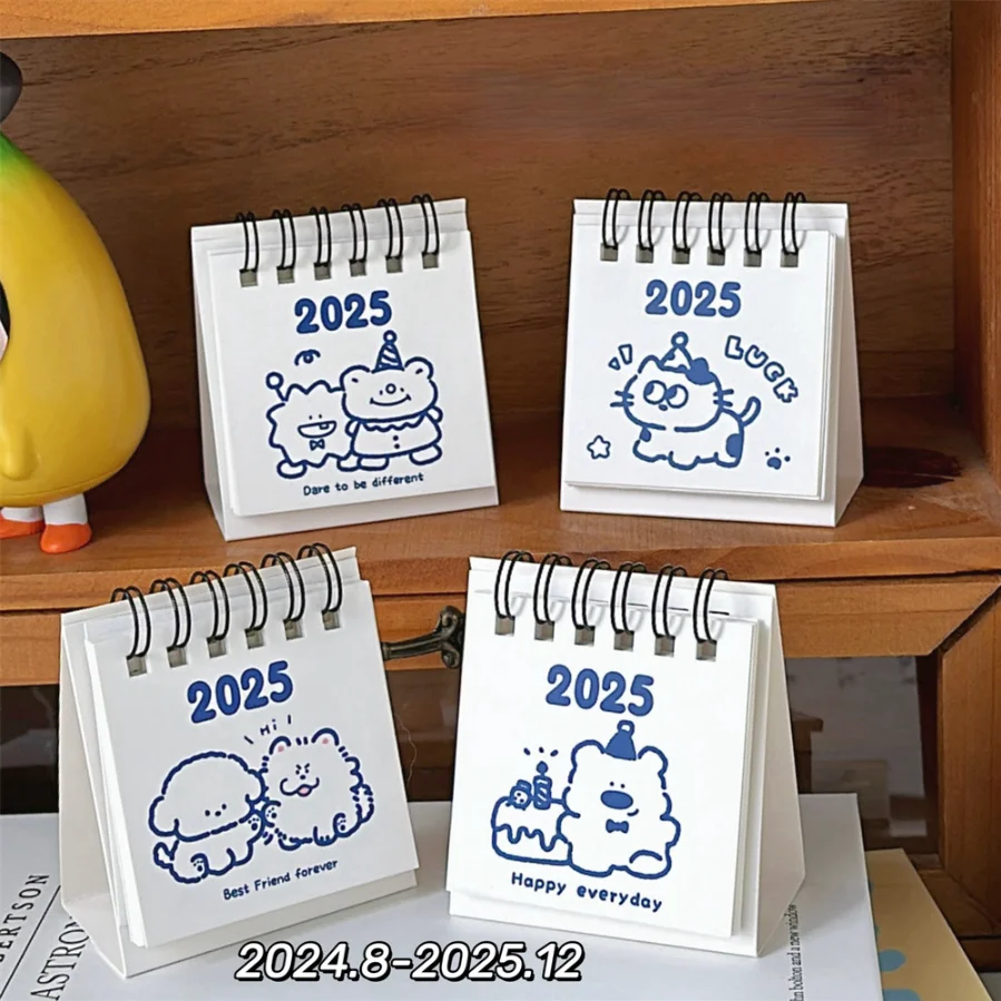 2025 Cute Mini Calendar Office Desktop Decoration Small Ornament Calendar Compact and Portable