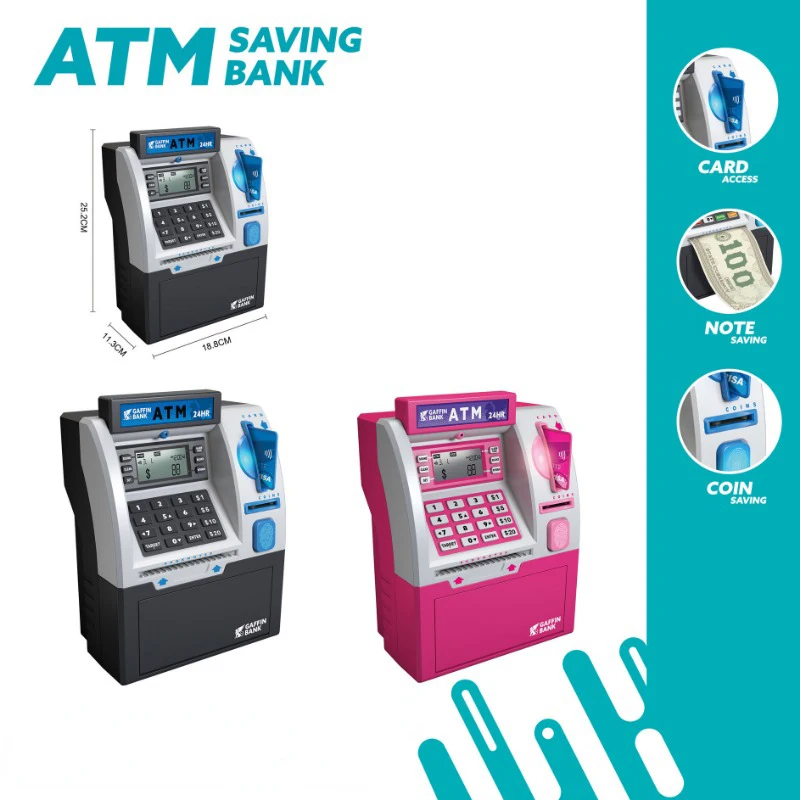 Hucha ATM de simulación, tarjeta de crédito inteligente, conteo de monedas, contraseña segura grande, caja de ahorro de dinero, tarro, juguetes para niños, regalos educativos