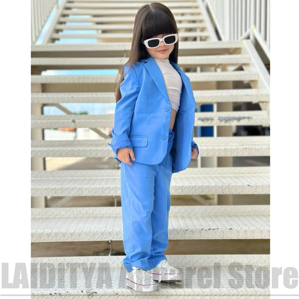 Girls Loose Blazer Pants Suit Fashion Kids Streetwear Outfit Birthday Photoshoot Casual Daily Party Outdoor Wear 2 Piece