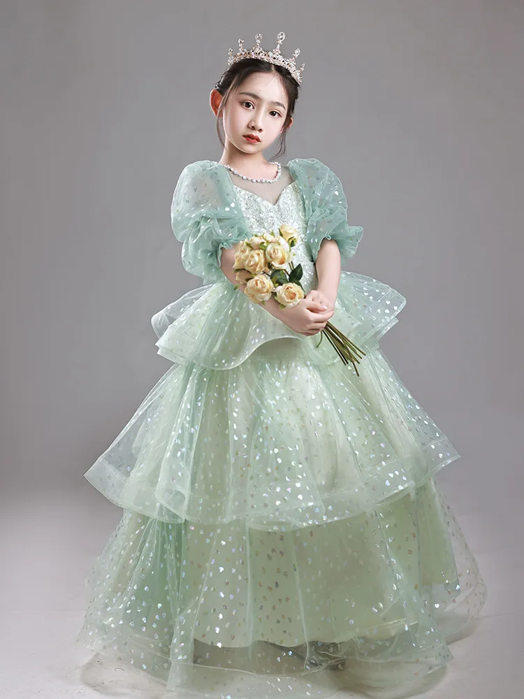 Robe de Princesse à Fleurs pour Fille, Tenue de Cérémonie de Mariage, de Première Communion, de Banquet, de Bal, de Soirée