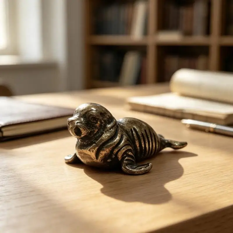 Vintage-Tierfiguren: Kleine Robben-Statue als Ornament, perfekt für die Dekoration von Zuhause, Büro und Schreibtisch, ideal als Geschenk. – Detail 5