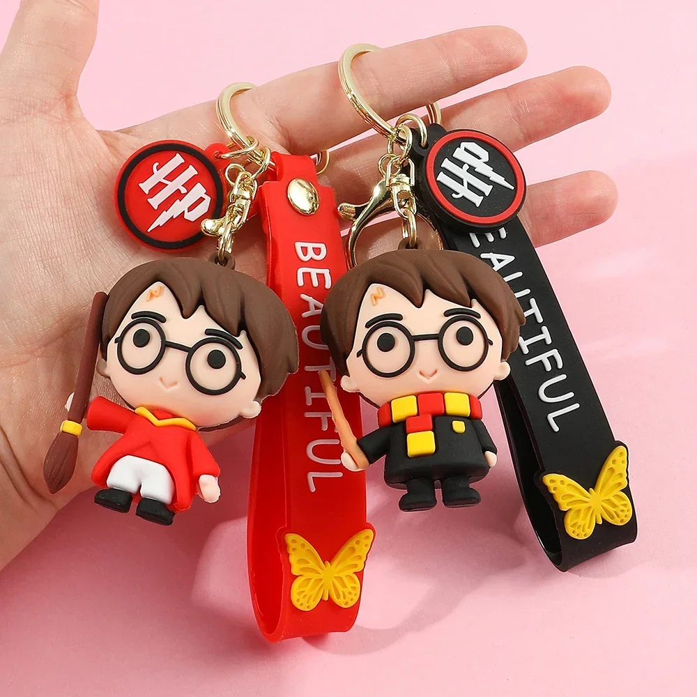 Q Version Harries Potter Keychain Cute Hermione Malfoy Character Doll Hogwarts Backpack Pendant Party Gift for Children Toys