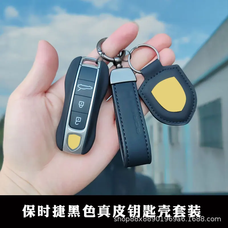 

Подходит для Mancan 718 Cayenne 911 Panamera, черный брелок для ключей Porsche, кожаный брелок