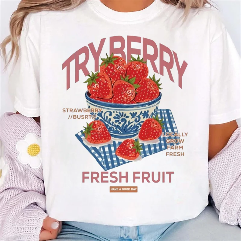 Pattern Print Amalfi Coast Lemon T-Shirt Casual O-Neck Vacation Travel Cute Women's Street Top Trendy Style Summer T-Shirt