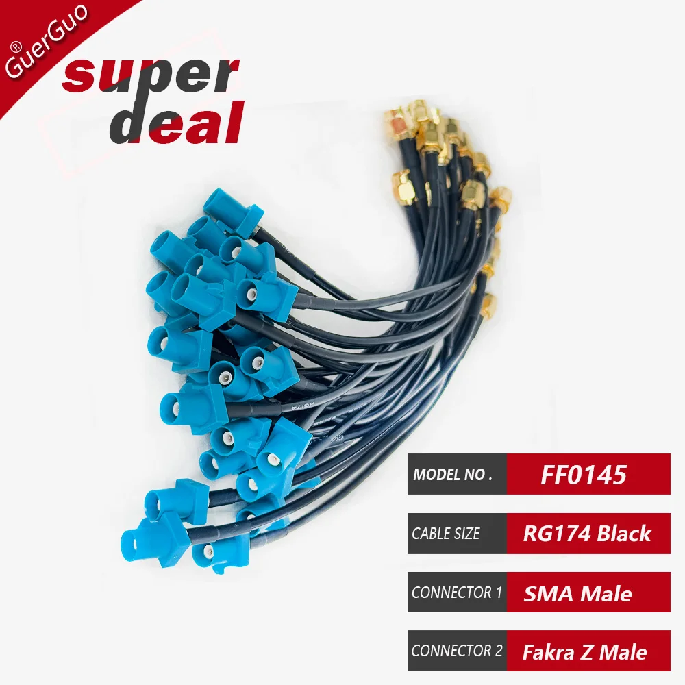 1PC Fakra Z Male to SMA Male Connector RG174 Cable Car Navigation GPS Antenna Adapter Extension Cable RF Coaxial Pigtail