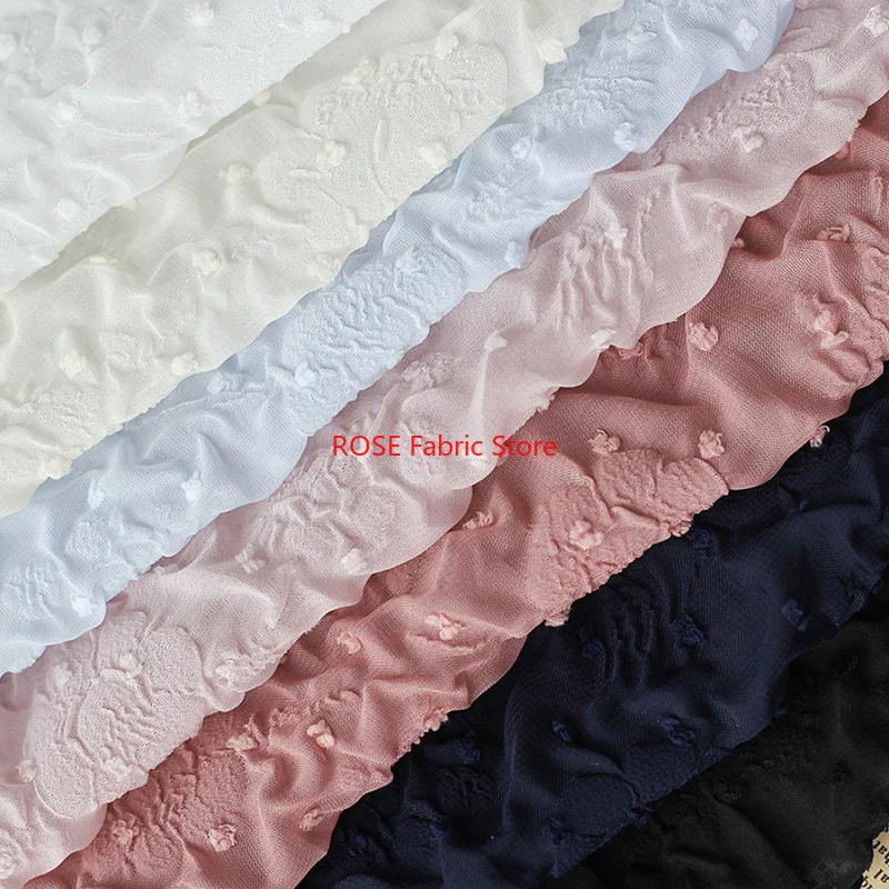 Dots Jacquard Chiffon Bubble Embossed Fabric for Wedding Prom, , Girls dress Summer Blouse