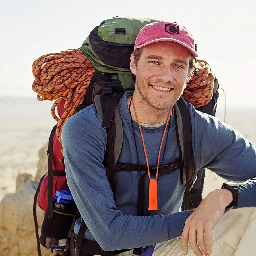 AUGSUN 10 Pcs Safety Whistle Marine Whistle Plastic Whistles with Lanyard for Emergey