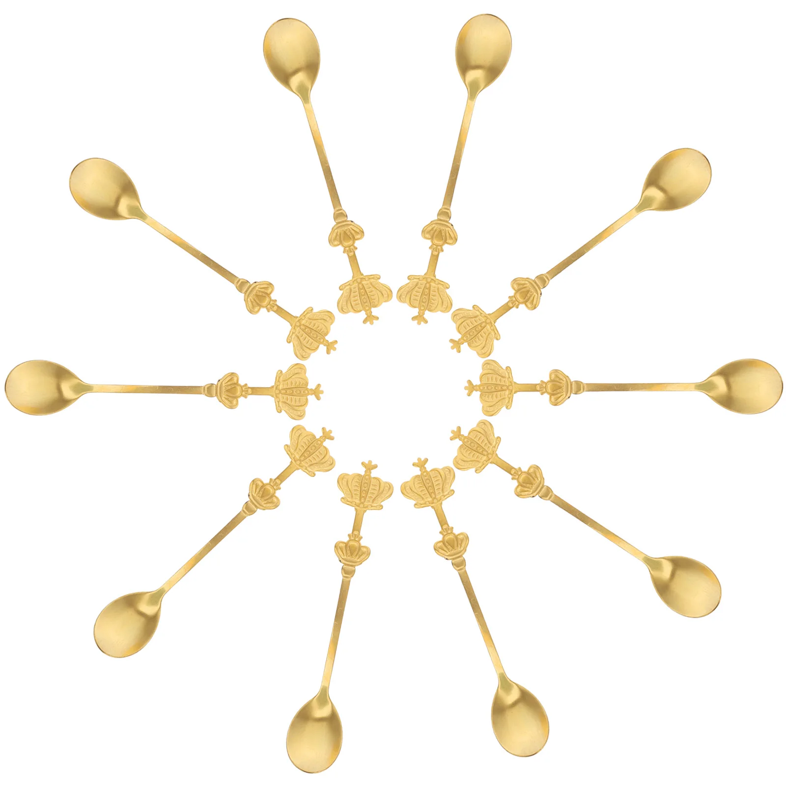 

10Pcs Crown Coffee Spoons Stainless Steel Mini Metal Spoons Elegant Design for Desserts Tea Ice Cream Crown Spoon