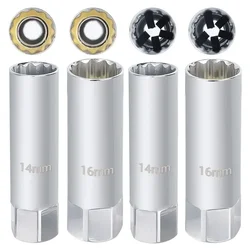 Car Spark Plug Socket Universal Magnetic Spark Plug Wrench Spark Plug Removal Auto Repair Tool Practical Accessories 14mm 16mm