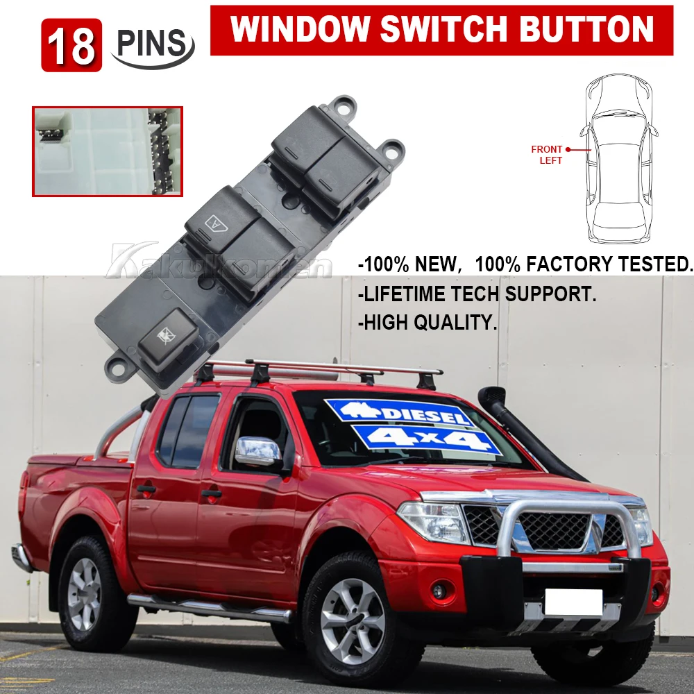 

25401-EB30B 25401-JD00A Передняя кнопка переключения электрического окна с левым/правым рулем для Nissan Navara D40 Qashqai Pathfinder 2004-2016